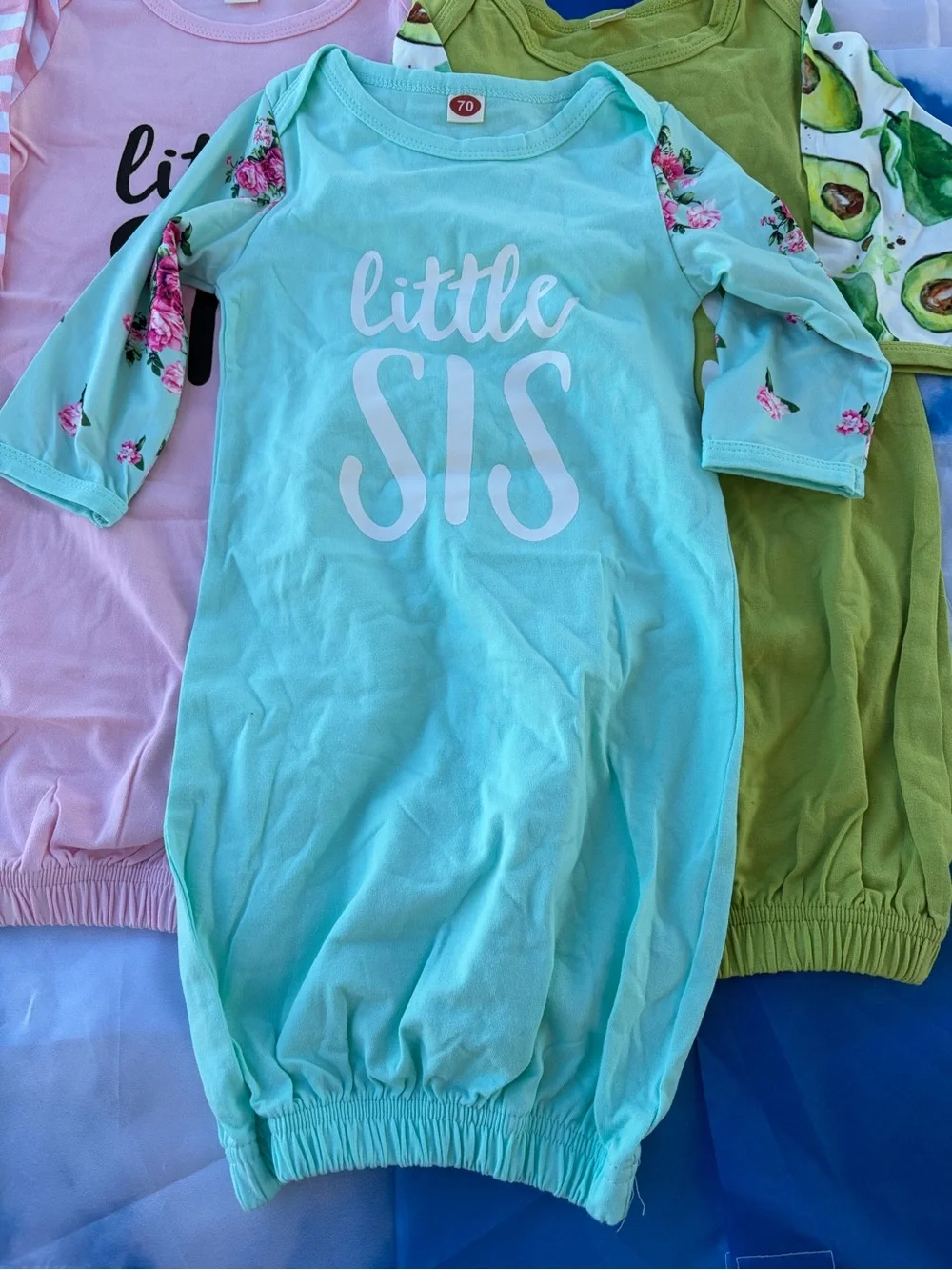 Baby girl pajamas, little sister, striped, long sleeve Size 6/12 Months